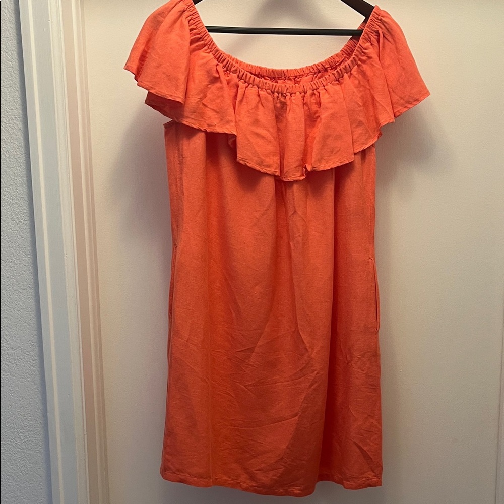 Tommy Bahama Orange Off-Shoulder St. Lucia Dress - M